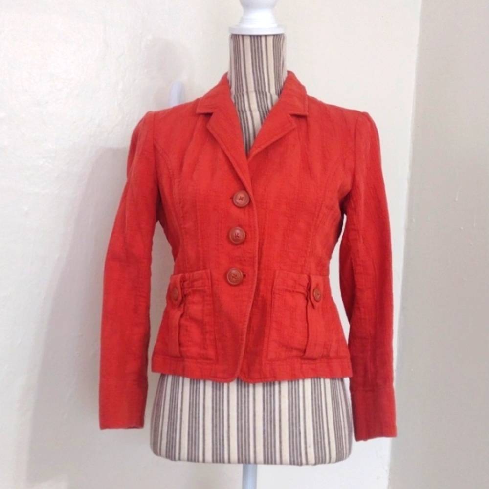 Coldwater Creek Orange Fitted 3 Button Jacket Size P6